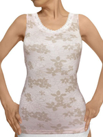 Женская майка из лиоцелла с цветочным рисунком (Размер: L) (Цвет: бежевый)