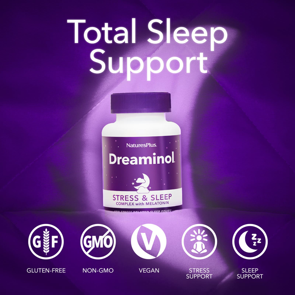 NaturesPlus, Dreaminol®, комплекс для снятия стресса с мелатонином, 60 капсул