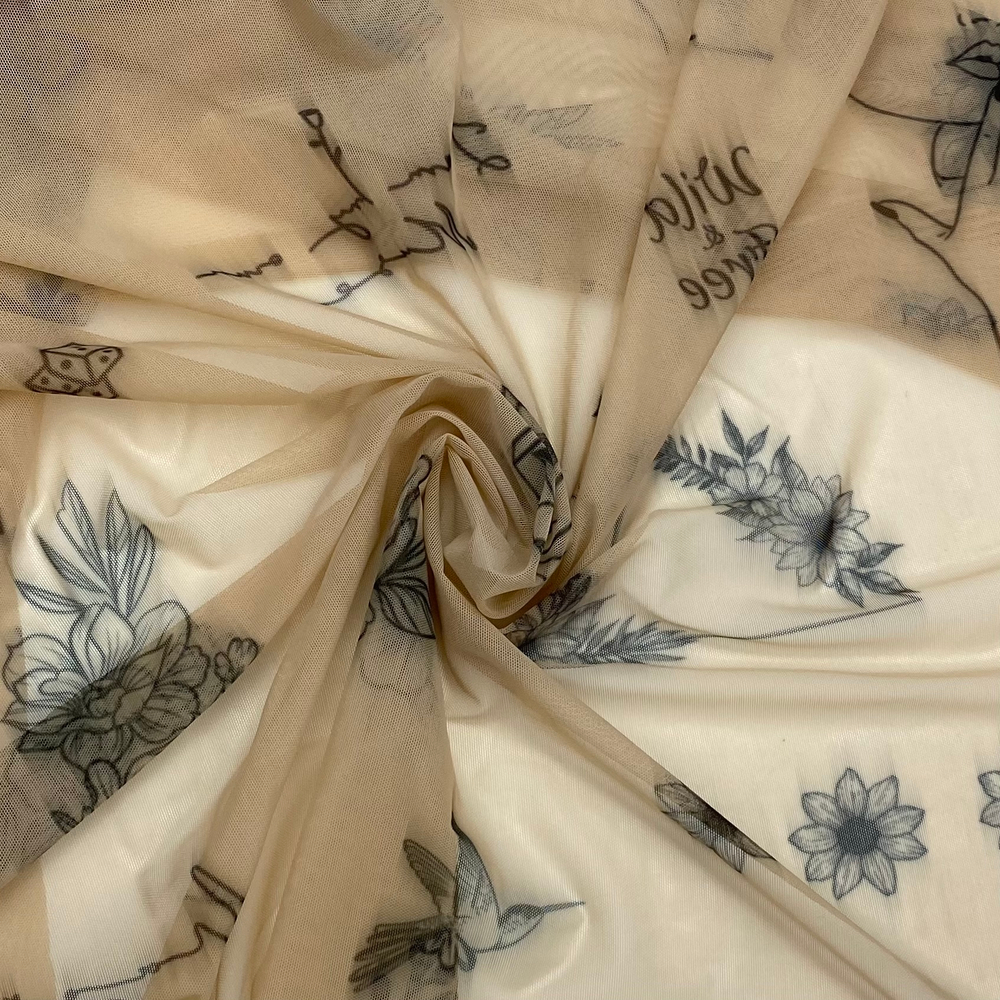 Сетка эластичная телесная с эффектом тату