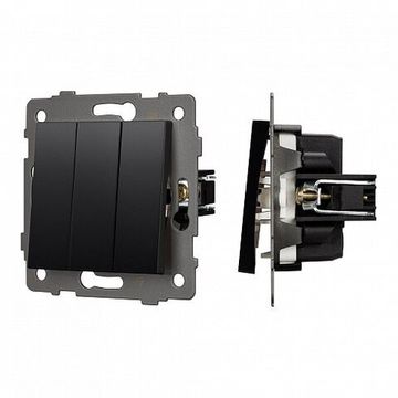 Механизм выключателя трехклавишный непроходной 049897 черный SWT-MK03-PL-BK-V (250V, 10A) Arlight