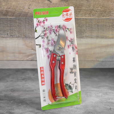 Секатор садовый 21см с пружиной, нерж сталь, красный