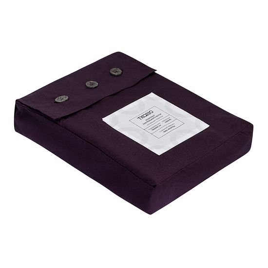 Комплект постельного белья из стираного перкаля сливового цвета из коллекции essential, 150х200 см