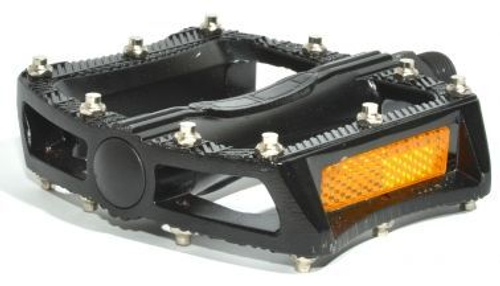 Педали алюминий BMX APD-F11-Alu литые широкие смен. шипы с отраж. черные AUTHOR