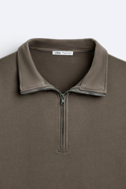 ZARA ТОЛСТОВКА С КОРОТКОЙ ЗАСТЕЖКОЙ-МОЛНИЕЙ, МЯГКИЙ СЕРЫЙ