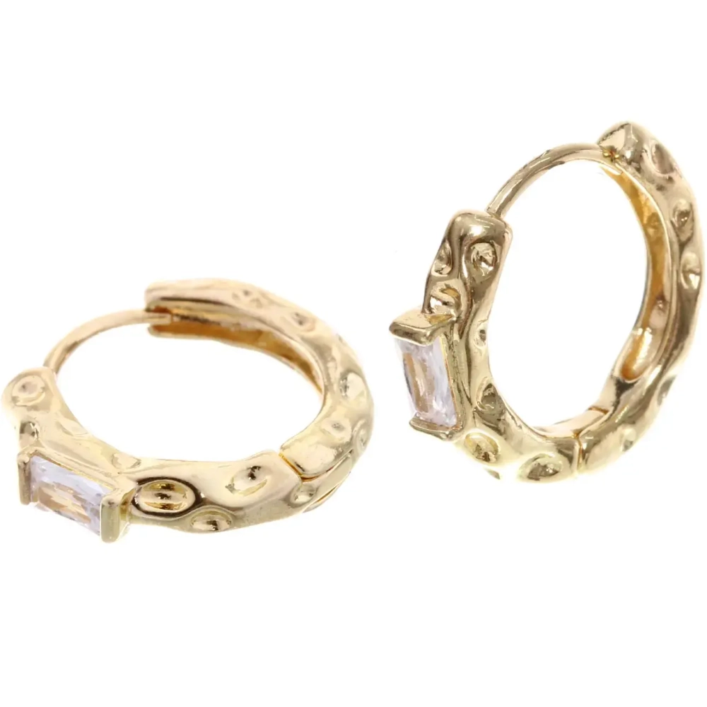 Серьги из гиппоалергенного металла со стразами «ПАЛУМНА», кольца, цвет золото и серебро, 2,5-dсм