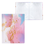 Папка с 30 вкладышами Alingar, А4, 310х235 мм, пластик, 400 мкм, мраморный дизайн с надписью "Ready", розовый