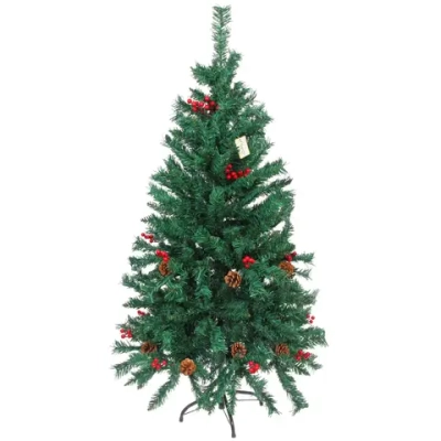 Ёлка «Финская» 120 см, ПВХ, шишки, ягоды (366 веток)