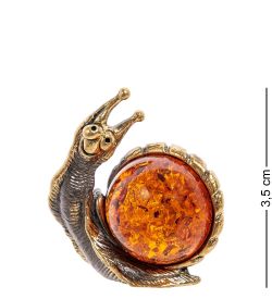 Народные промыслы AM-2242 Фигурка «Улитка Ажурная» бол. (латунь, янтарь)