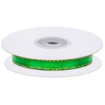 Лента декоративная (1 см*22,85 м) Золотая окантовка, Зеленый, 1 шт.