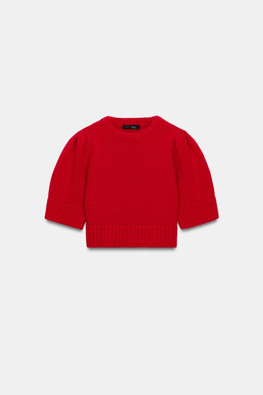 ZARA СВИТЕР С КОРОТКИМИ РУКАВАМИ, КРАСНЫЙ