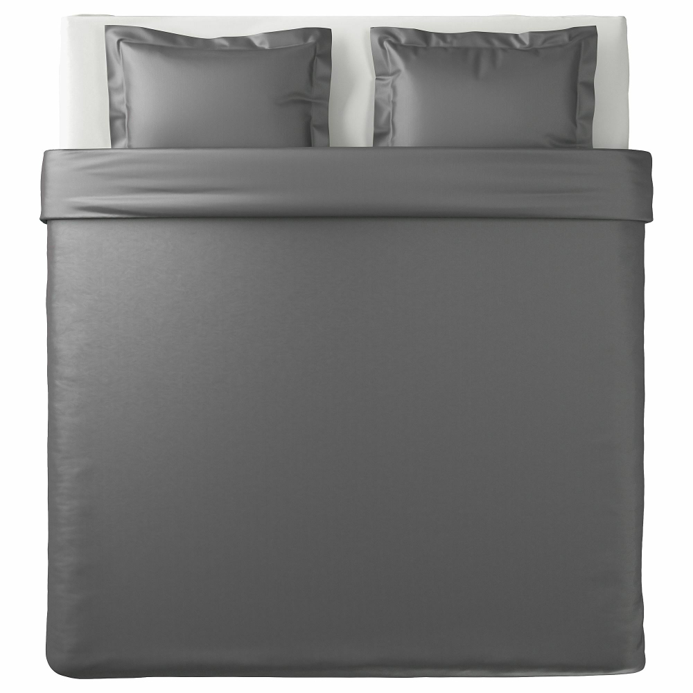 Комплект постельного белья IKEA LUKTJASMIN (ЛЮКТЭСМИН), Двуспальный, Темно-серый, 240x220, 50x80 см