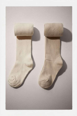 ZARA НАБОР ИЗ ДВУХ ОДНОТОННЫХ КОЛГОТОК, ПЕСОЧНЫЙ