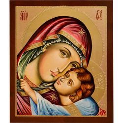 "Умиление". Писаная икона Богородицы с младенцем.