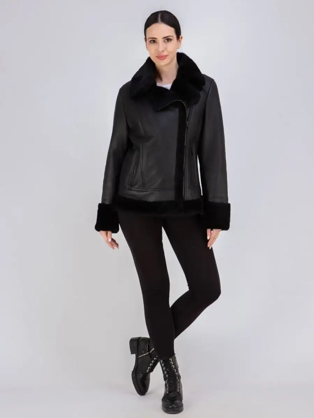 Дубленка женская авиатор натуральная зимняя Турция