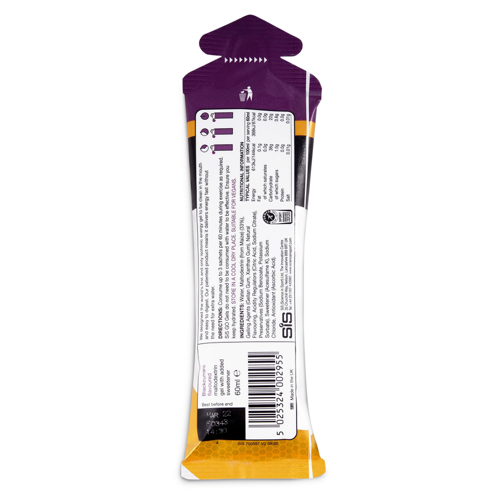 Гель энергетический SIS Go Isotonic Gel, Черная смородина, 60мл 4шт