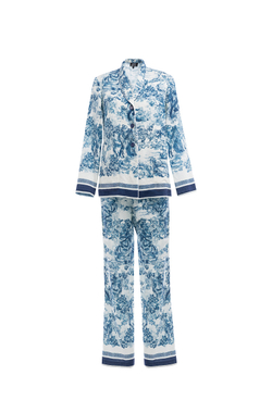 Льняной брючный костюм сине-белый 02-02-25 SS