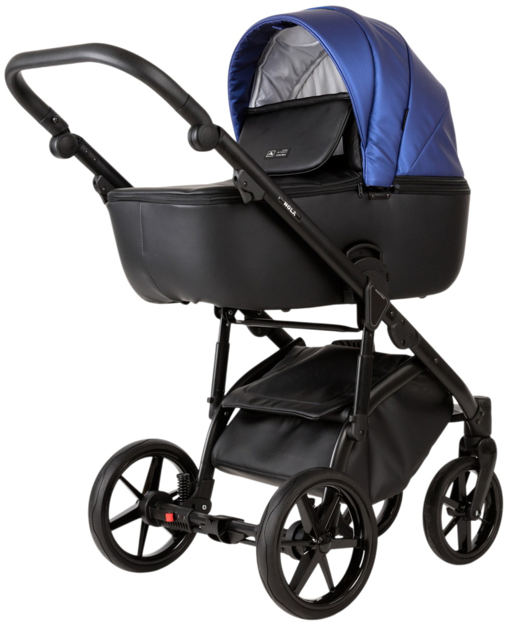 Детская коляска Adamex Nola Deluxe 2 в 1 N-SD13 (СИН. ПЕРЛ. КОЖА + ЧЕРН. КОЖА)