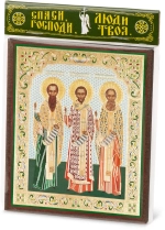 Икона "Собор трёх святителей " 10х12 на МДФ-6