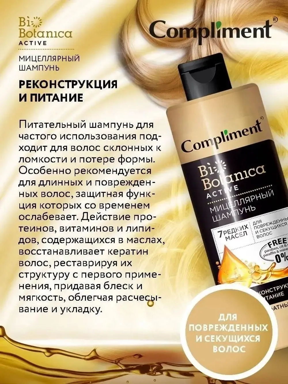 Шампунь для волос Реконструкция и питание