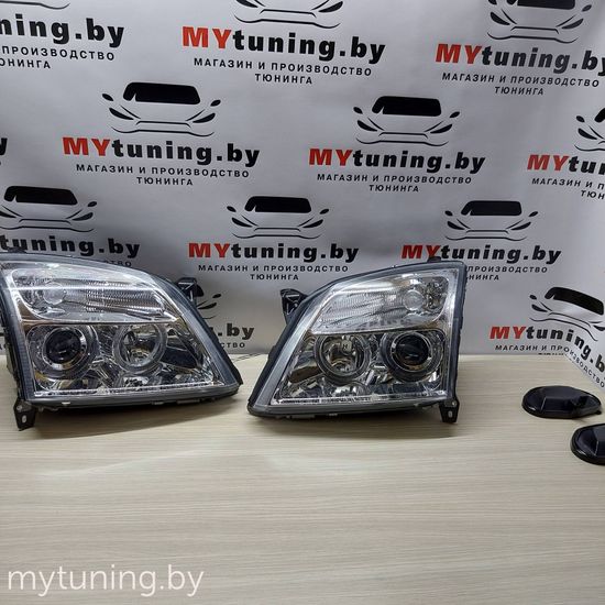 Передние фары angel eyes chrome для Opel Vectra C