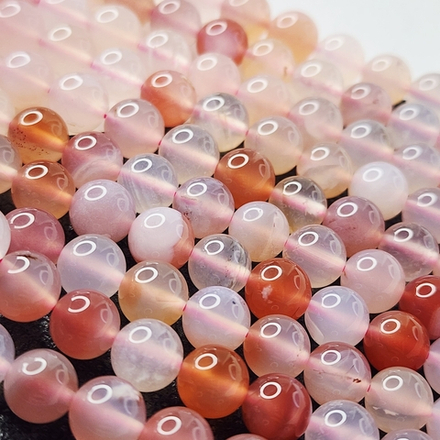 Агат Сакура, персиково - розовый, нежнейший, редкий, шар 8 мм