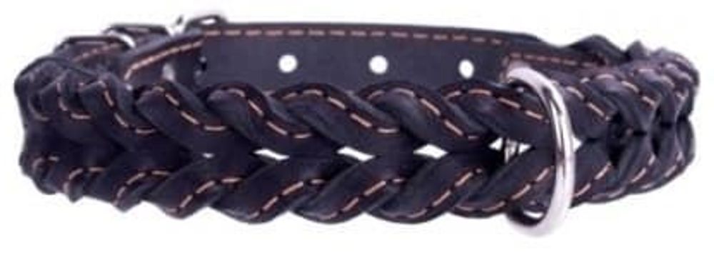 Ошейник двойная коса (ширина 20мм, длина 32-40см) черный