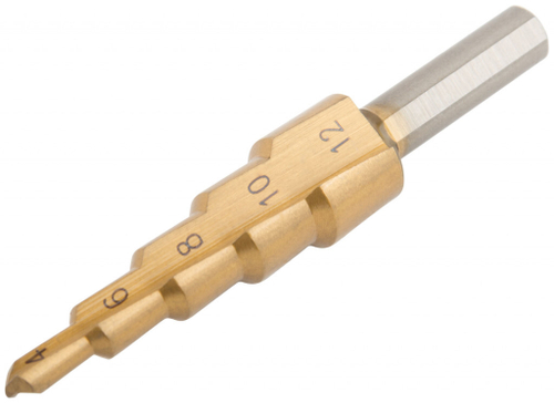 36381М Сверло ступенчатое HSS по металлу, 5 ступеней, 4-12 мм MOS