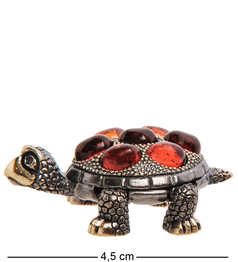 Народные промыслы AM-3186 Фигурка «Черепаха Живчик» (латунь, янтарь)