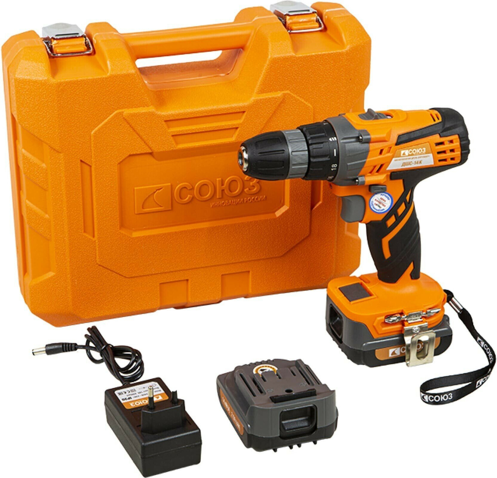 Дрель аккумуляторная СОЮЗ ДШС-14К  14 В, 2 акк. 2 Ач, кейс