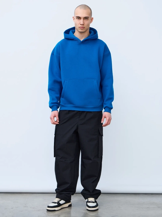 Худи оверсайз с начесом (синий)