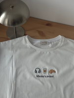 Футболка оверсайз с вышивкой для беременных и кормящих мам, Айвори