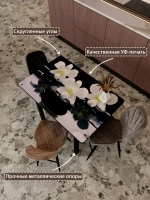 Обеденный стол "Орхидея на чёрном камне" 110x70 см