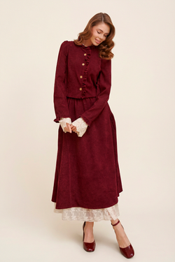 Юбка бохо вельветовая миди