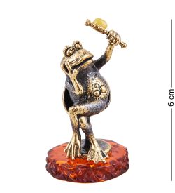 Народные промыслы AM-3689 Фигурка «Лягушка Красавица» (латунь, янтарь)