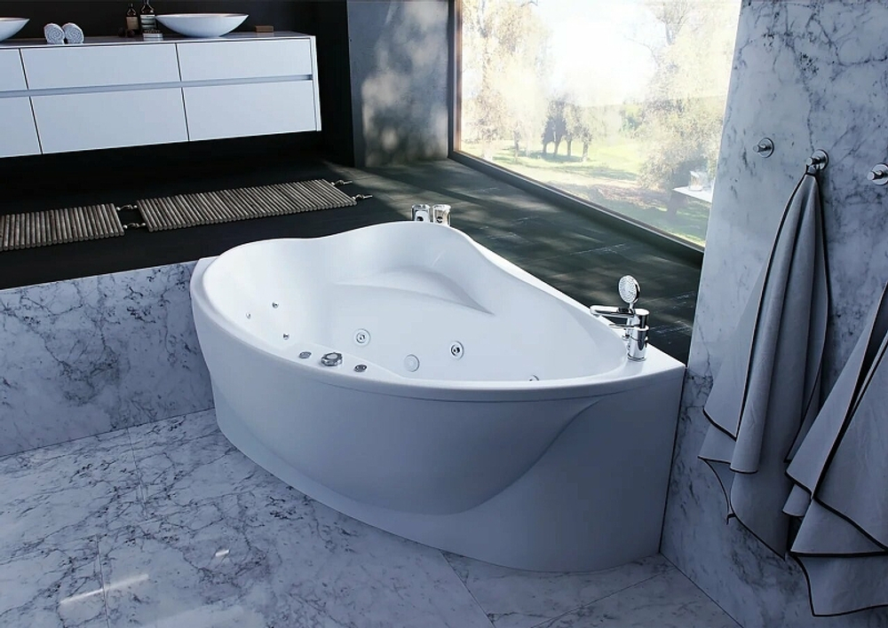 Акриловая ванна Aquatek Альтаир 158x119 L ALT160-0000067 без гидромассажа с фронтальной панелью с каркасом (вклеенный) со слив-переливом