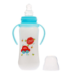 2825254 Бутылочка для кормления с ручками, 280 мл, от 0 мес., цвет белый/голубой, рисунок МИКС