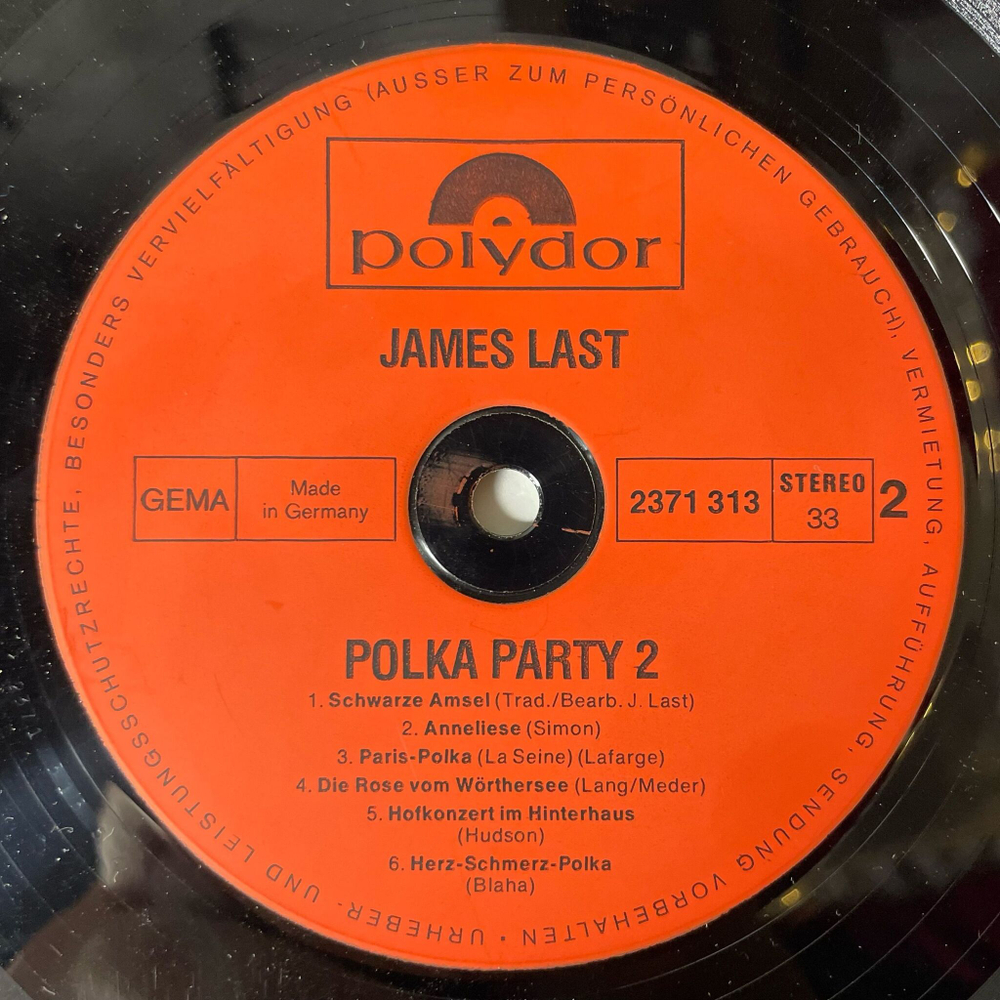 Винтажная виниловая пластинка LP James Last Polka Party II (Germany 1972) Blue Polka