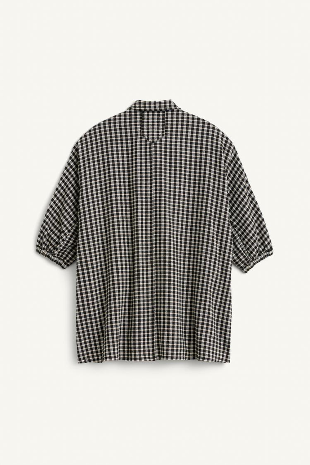 ZARA ПЛАТЬЕ-РУБАШКА В КЛЕТКУ, ЧЕРНЫЙ