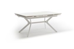 "Меркурий" стол интерьерный раздвижной обеденный из керамики, цвет белый глянцевый