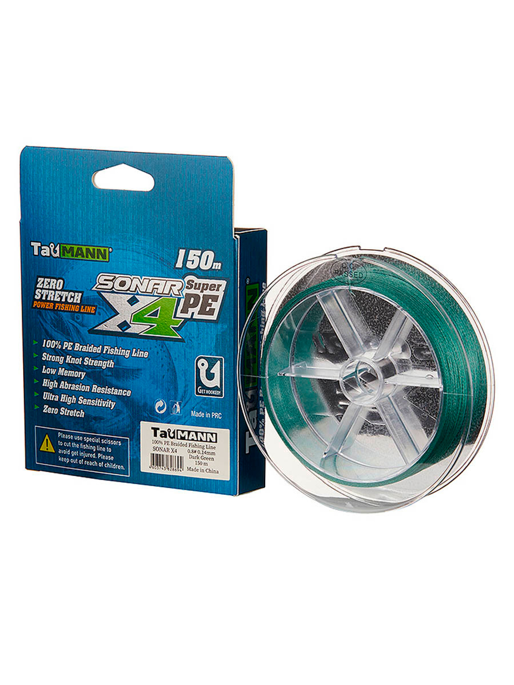 Плетеный шнур для рыбалки TauMANN Sonar PE X4 150m #1.2 (0.18mm) Yellow