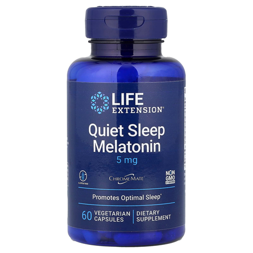 Life Extension, Quiet Sleep, мелатонин, 5 мг, 60 растительных капсул
