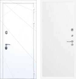 Входная металлическая дверь Лекс New Line Соната Шагрень белая / №62 Гладкая Белый ясень