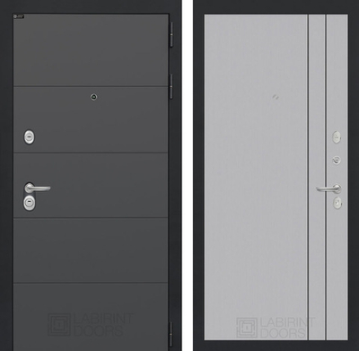 Входная дверь Лабиринт АРТ - 10 Серый софт рельеф