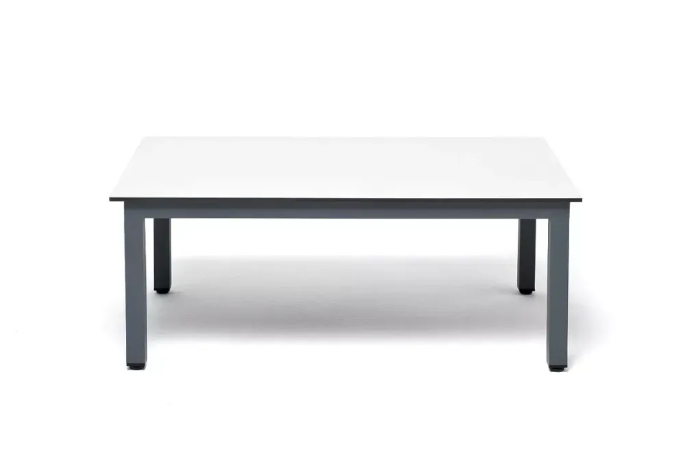 "Канны" журнальный столик из HPL 90х60, H40, каркас темно-серый (RAL 7024), цвет столешницы "молочный"