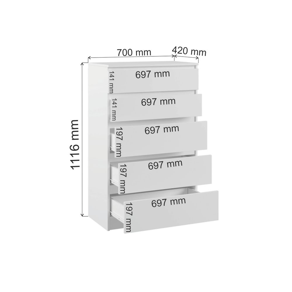 МС Мадера Комод К 700 700х1116х420 (лдсп белый)
