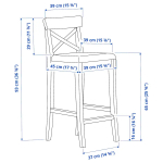 Барный стул со спинкой - INGOLF IKEA/ИНГОЛЬФ ИКЕА, 92х40х45  см, белый