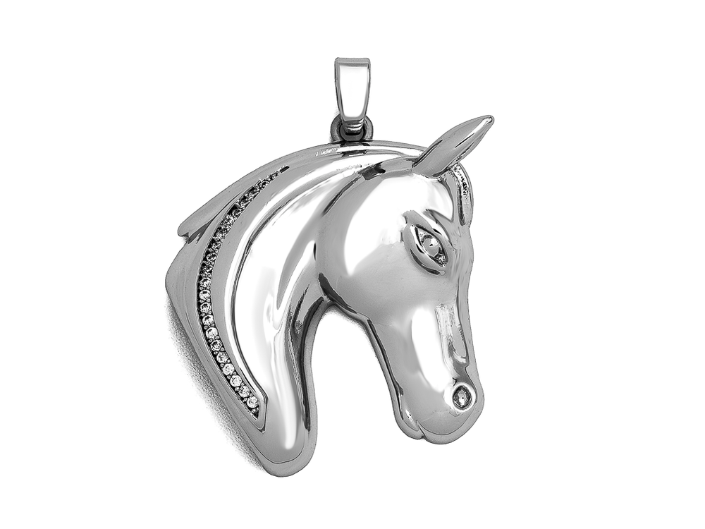 Подвеска "Лошадь" со стразами, 29мм