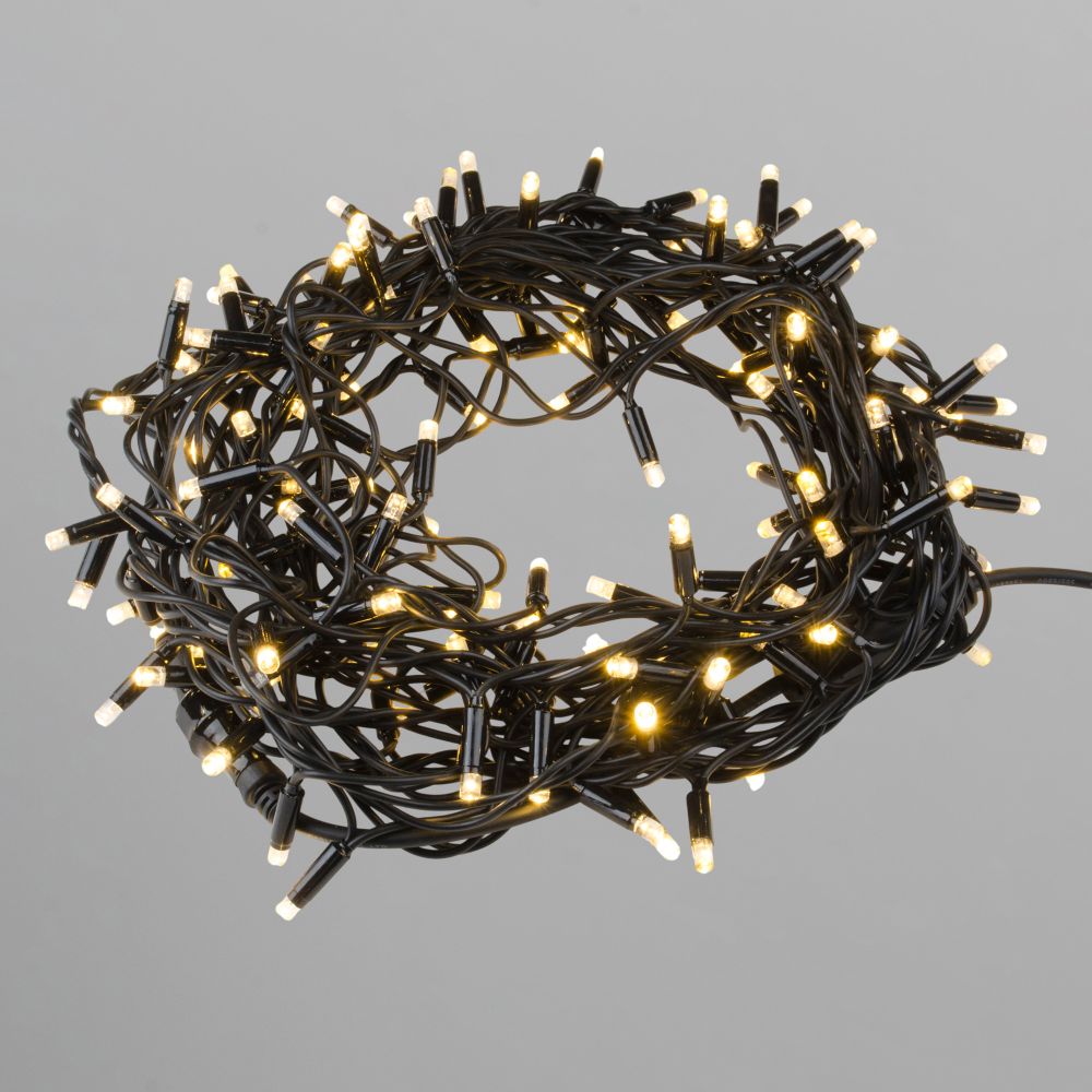 ULD-F90PRO S10M-100-TBK WW Гирлянда светодиодная. 10м. без вилки. С эффектом мерцания. Соединяемая. 100 светодиодов. Теплый белый свет 2700K. IP67. Провод черный. ТМ Uniel