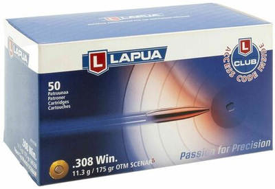 Патрон .308 Win Lapua 11,3 г Scenar-L, коробка 50 шт.