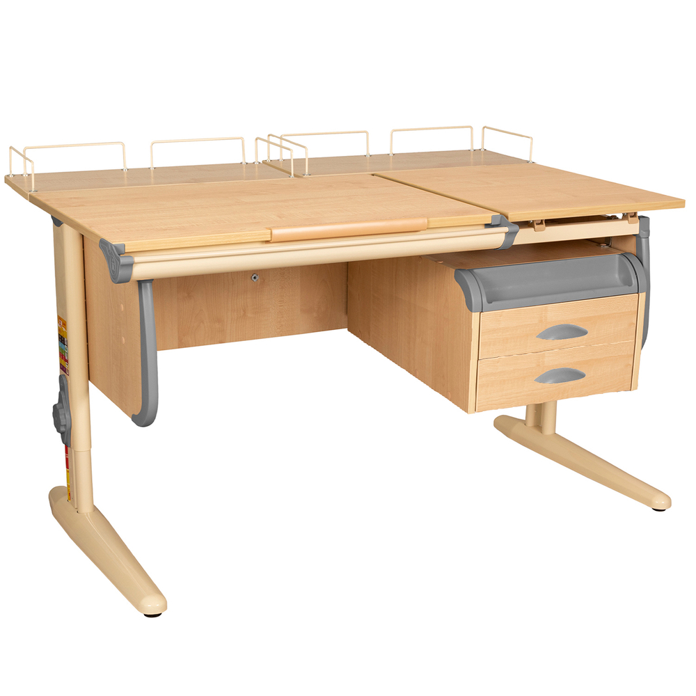 Растущая парта Дэми СУТ 25 с задними полками СУТ.15.210 и навесной тумбой (1200×880 мм)